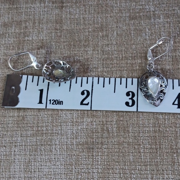 Mother of Pearl Sterling Silver Tear Drop Lever Back Earrings - Picture 2 of 9